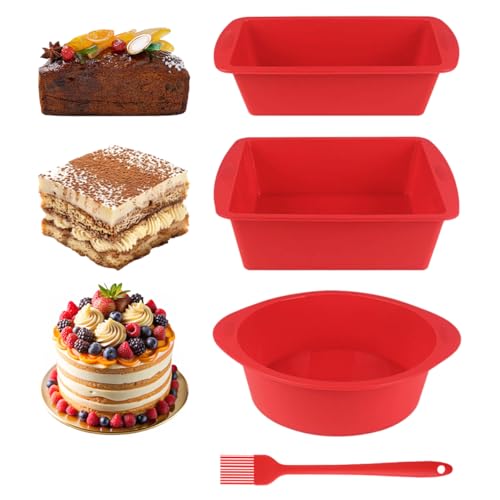 Petits Moules à Pain Rectangulaire, Set de Moule à Gâteau en Silicone Antiadhésif, Libération Facile, 3 Pièces Moule Rectangulaire en Silicone, Moules a...