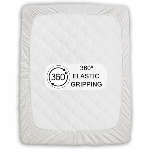 Image of Story@Home Luxe King Size Fitted Bedsheet with 2 Pillow Covers | 500 TC Egyptian Cotton Compact Yarn | 182 x 198 cm | Fits Up to 12 Inch Mattress | Checkered Jacquard | Ivory | Gift Packaging