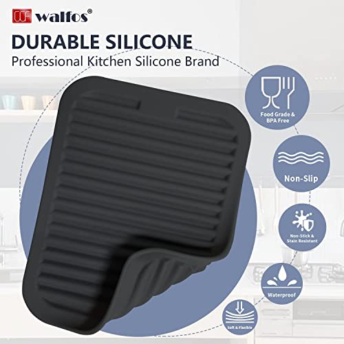 Walfos Trivets For Hot Dishes, Multi-Purpose Silicone Trivet, Heat Resistant Pot Holders For Kitchen, Non-Slip Hot Pads For Hot Pots And Pans, Quartz Countertops, 4 Pack, Black #TOP5