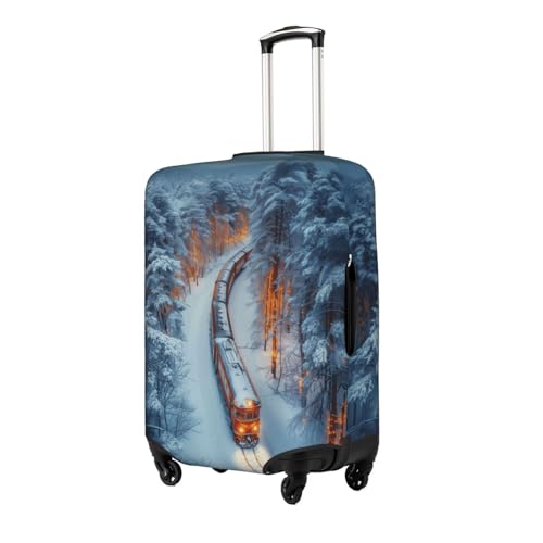 red Christmas train Elastic Travel Luggage Cover Travel Suitcase Protective Cover2