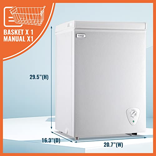 Wanai Chest Freezer Freestanding Deep Freezer 3.5 Cu Ft With Storage Basket And Adjustable Feet Top Open Door Small Compact Freezer Adjustable Thermostats For Garage Dorm Kitchen Office Business #TOP7