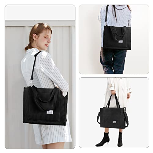 Vadoo Tote Bag For Women, Detachable Satchel Bag Shoulder Handbag With Zipper Corduroy Crossbody Bag For Travel Work #TOP5