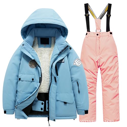 Generisch 2026 Niños Traje de Esquí Chaqueta y Pantalones de Invierno Windbroek Snowboard Unisex Niños Invierno Cálido Trajes de Nieve, Rosa., 8-10 años