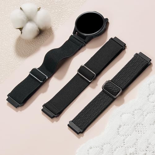 Image of Laband 18mm Braided Stretchy Nylon Watch Band Compatible with Garmin Venu 2S /Venu 3S /Venu 4 41mm /Vivoactive 4S /Vivomove 3S /Forerunner 255S /Forerunner 265S,Quick Release Loop Soft Strap for Women Men