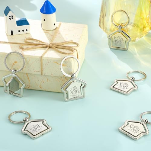 Image of Sweet Home Keychain Estate Agent Gifts | New Home Keychains Bulk Housewarming Gifts for Guests House Shaped Keychain Estate Agent Supplies Housekeeping Party Favors