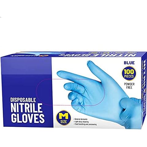 Zale Yardley Disposable Gloves, 100Pcs Vinyl Gloves, Multi-Purpose, Powder Free, Extra Strong Blue Non-Sterile Ambidextrous Comfortable Industrial Rubber Gloves (XL) Cover