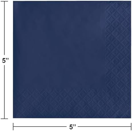 Creative Converting Touch of Color 200 Count 2-Ply Paper Beverage Napkins, Navy Blue, 5" x 5" - 251137 - 2