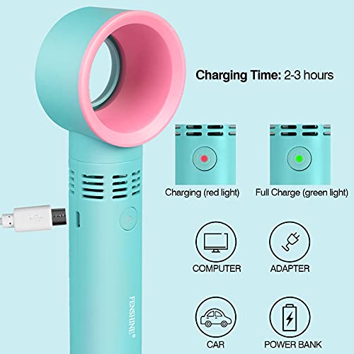 fenshine Portable USB Rechargeable Mini Fan Dryer Bladeless Handheld Fan, Air Conditioning Blower for Essential Eyelash Extension Supplies (blue) - Image 4