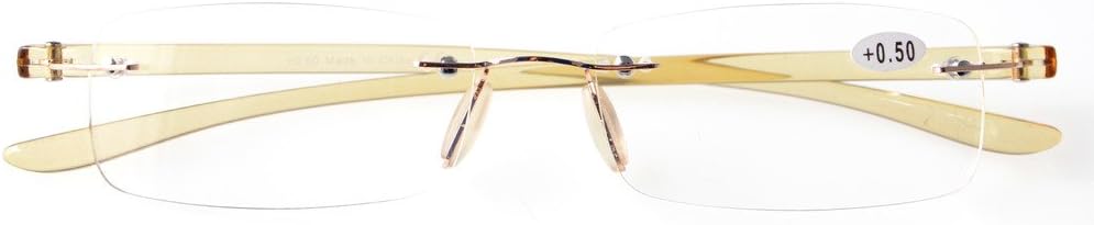 Eyekepper Small Lenes Rimless Reading Glasses Women - Frameless Reader Eyeglasses for Men Reading with Yellow Arms +2.25 - Image 3