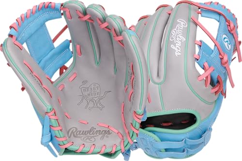 Rawlings | Heart of THE Hide Series Fastpitch Softball Glove | 12' | RHT | Pro I-Web | Columbia Blue/Grey