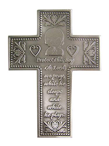 Protect This Boy Pewter Wall Cross for First Communion or Baptism 5 3 8 Inch