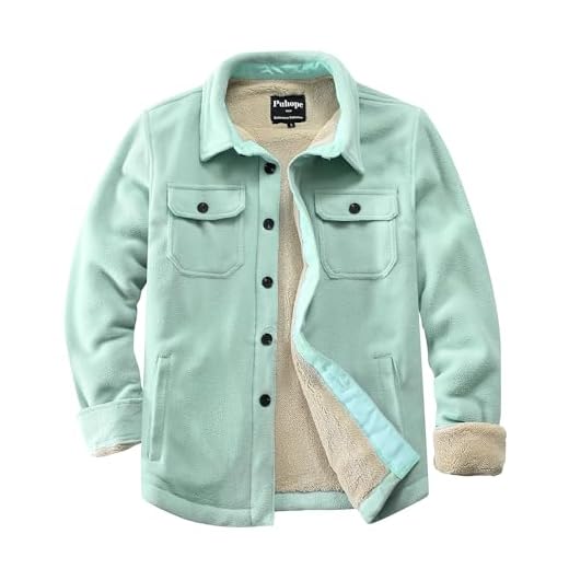 Puhope Jaqueta masculina de lã polar com forro de sherpa quente para homens, jaqueta grossa de botões com vários bolsos, Azul escuro, M