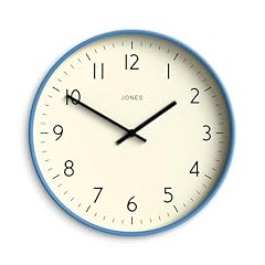 JONES CLOCKS® Studio Wall Clock | Modern Round Style | 12 inch | Mid Blue | Easy to Read Numbers | photo JONES CLOCKS® Studio Wall Clock | Modern Round Style | 12 inch | Mid Blue | Easy to Read Numbers |
