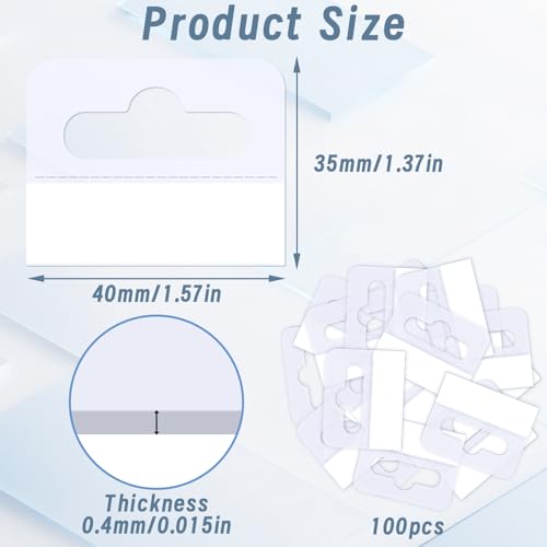 100 Stück transparente selbstklebende Aufhängehaken, Slot Hole Haken für Büro, Zuhause, Verkaufsartikel, Ladendisplays (4 cm × 3,6 cm)
