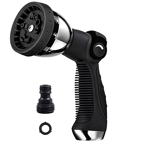 Garden Hose Nozzle Spray Nozzle,10 Hose Metal Duty Watering Patterns Thumb Control On Off Valve, High Pressure Nozzle Sprayer for Watering Plants, Car Wash,Cleaning,Showering Pets