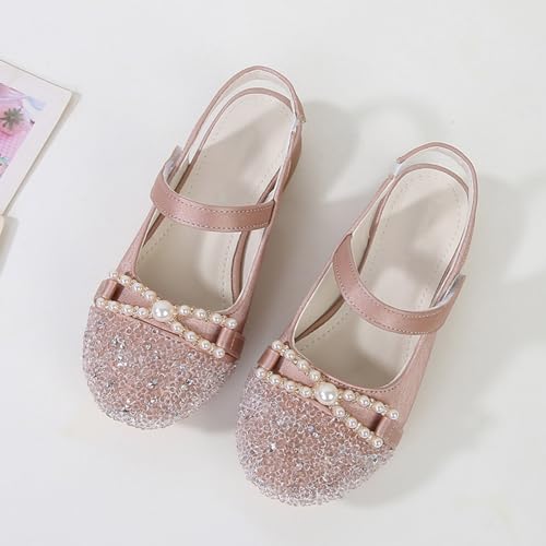 IWIHMIV Girls Dress Shoes Little Girls Heels Sandals Summer Bow Shoes Closed Toe Low Heels Party Sandals for Toddler4