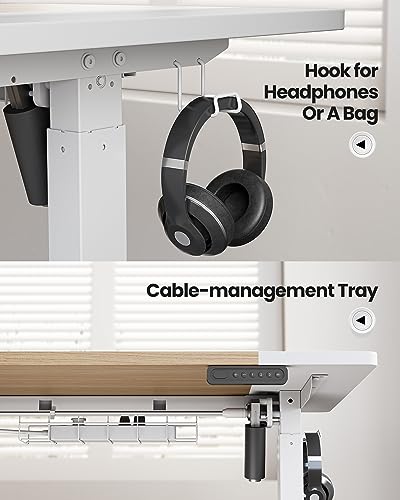 SIAGO Electric Standing Desk Adjustable - 48 x 24 Inch Sit Stand up Desk with Cable Management - 3 Memory Preset Adjustable Height Table