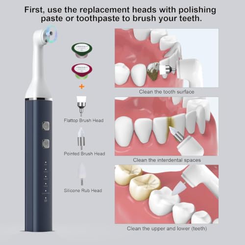 Image of Tooth Polisher,Teeth Polishing Kit for Daily Cleaning,Polishing Then Whitening of Tooth (Professional Toothpaste Include),USB Rechargeable Dental Polisher with LED Light,6 Heads,5 Speed Modes