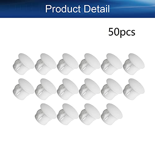 Image of Heyiarbeit 50pcs Hole Plugs 3 /8 inch / 10mm Nylon Plastic Round Snap in Type Locking Hole Tube Furniture Fencing Post Pipe Insert End Caps White Tone