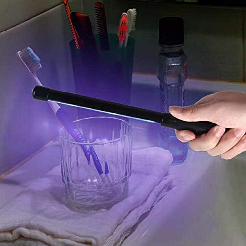 Yuehuam UV Light Sanitizer Travel Wand Portable Hand-held LED Light Disinfection Lamp with USB Charge Ultraviolet Light Sterilizing Wand for Hotel Household Wardrobe Toilet Car Pet Area(Black)