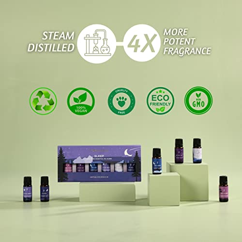 Folkulture 100% Pure Essential Oils Blend For Diffusers For Home, Set Of 6 Aromatherapy Oils, Diffuser Oil Or Fragrance Oil - Eucalyptus, Jasmine, Orange, Lavender, Rosemary, Peppermint (Sleep) #TOP7