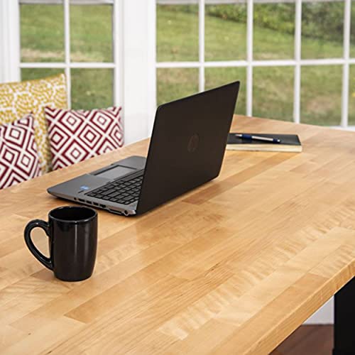 Image of Stand Up Desk Store Solid Wood Top Electric Adjustable Height Standing Desk with Programmable Memory (White Frame /Natural Birch Top, 60 inch Wide)