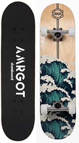Amrgot Skateboards for Beginners,31*8 inches Complete Skateboards for Kids,Boys,Girls and Adults,7 Layer Maple Wood,Double Kick Deck Concave Standard and Tricks Skateboard