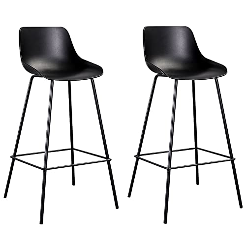Chaise de bar cuisine facile à assembler tabouret noir confortable pour manger - 2