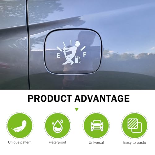 Image of Funny Fuel Tank Stickers, Vinyl Gas Tank Decal, Reflective Fuel Lid Decals, Self-Adhesive Fuel Gauge Empty Stickers, Auto Fuel Tank Cover Sticker, Universal Funny Signs Decal for Cars (White)