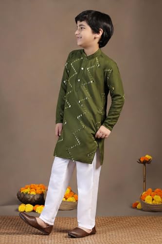 Image of Fashion Dream Boys Cotton Blend Geometric Kurta Payjama Set| Ethnic Set