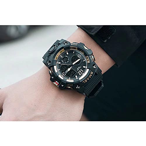 SMAEL Men's Watches Military Outdoor Waterproof Sports Wrist Watch Date Multi Function LED Alarm Stopwatch, Digital Watches for Mens
