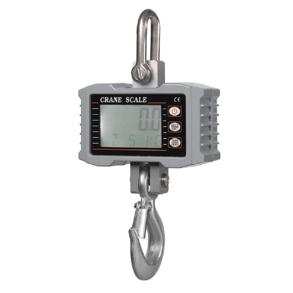 LKLNKVL Hanging scale, Scale With Cast Aluminum Case Handheld Digital Crane LCD Display With Backlight Precision Compact Alloy Steel Hanging(Silver,1000KG)