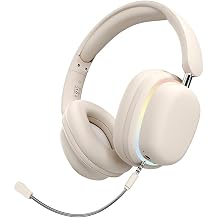 IHAO Luxury Wireless Over-Ear Bluetooth Headset with Active Noise Cancellation Detachable Extent Gaming Mic Foldable Rotatable Design Lightweight-SY-T3 Headset White