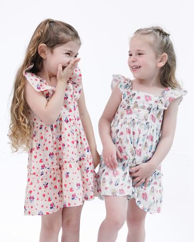 Disney Minnie Mouse Little Girls' Sleeveless Ruffle Tiered Allover Print Sundress Peach 7 - image 3