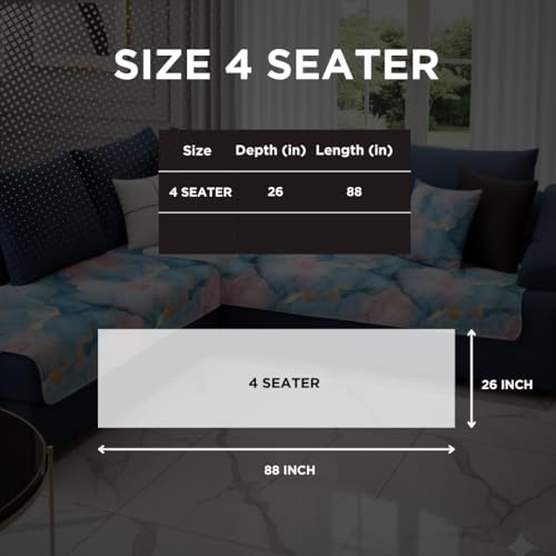 Image of Decorian Premium Soft Quilted Velvet Sofa Cover Mat, Sofa Seat Runner for Couch (Elephant, L Shape 7 (4+3) Seater)