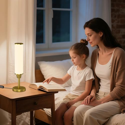 Lampa stołowa z pilotem, lampka nocna (złota) | Lampa stołowa z regulacją koloru i miękkiej jasności, lampka nocna, lamp