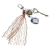 RGYBAO Romance Heart Pocket Watch Charm Portachiavi Portatile Robusto Lega Her Romance Portachiavi, Marrone, Taglia unica