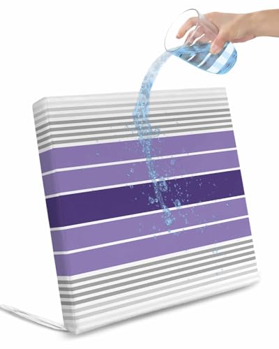 2 Pack Purple Ombre Stripes Waterproof Cushion Covers with Ties, Outdoor Patio Chaise Lounge Chair Seat Cushion Slip Covers Replacement(Only Cover) Minimalist Gradient Lines Texture 22