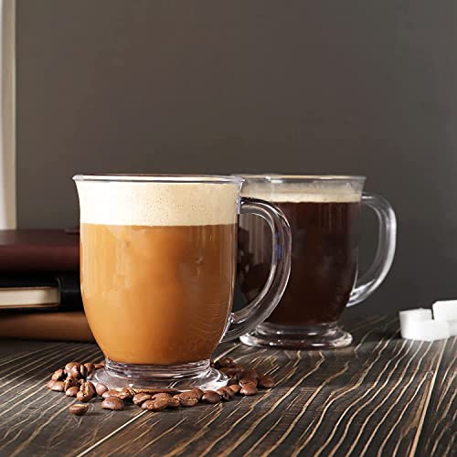 Image of 450 ML Glass Coffee Mug Set, with Convenient Handle, Tea Glasses for Hot /Cold Beverages, Thermal Shock Resistant, Tempered Glass, Mugs for Cappuccino Pack of 2 (PN - 04, 2 Count (Pack of 1))