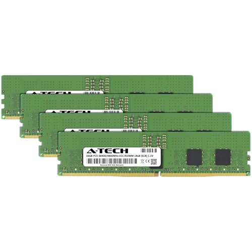 Image of A-Tech 64GB Kit (4x16GB) DDR5 4800MHz PC5-38400 ECC RDIMM 1Rx8 (EC8 10x4) Single Rank 1.1V ECC Registered DIMM 288-Pin Server RAM Memory Upgrade Modules (A-Tech Enterprise Series)
