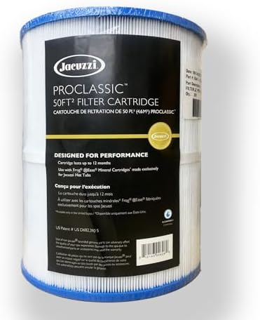 Jacuzzi ProClassic 50 Sq Ft Rinseable Pleated Cartridge, Replacement Spa Filter 6541-853J, Fits 2023+ J-200 Hot Tubs, Durable Reemay Media for Crystal-Clear Clean Spa Water, Easy Install & Maintenance