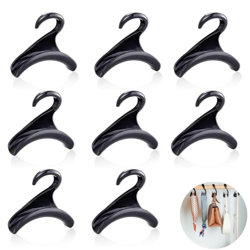 SSHUIKKAI 8 Stücke Taschen Aufhänger, Taschenbügel, Taschenhaken, Rucksack Aufhängen, Handtasche Kleiderbügel Haken Schrank, für Hängende Rucksäcke Schulranzen Schal Gürtel Und Krawatte(Schwarz)