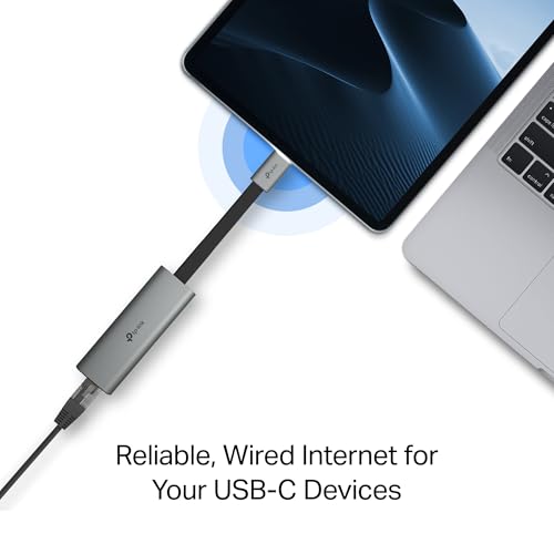 Image of TP-Link USB C to Ethernet Adapter, 2.5 G Plug & Play Network Adapter | Type-C to RJ45 | Aluminum Alloy Case | Thunderbolt 4 /3 Compatible for MacBook Pro /Air, iPad, iPhone 16 Pro /Max and More (UE302C)