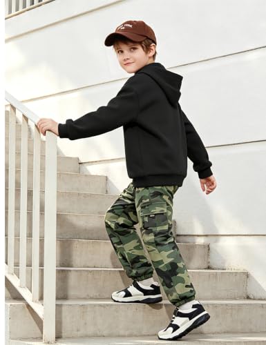 Image of KANGKANG Boys Clothes Two Piece Long Sleeve Hooded Sweatshirt Top Camouflage Sweatpants Fall Outfits Winter Clothes Set 6-16Y