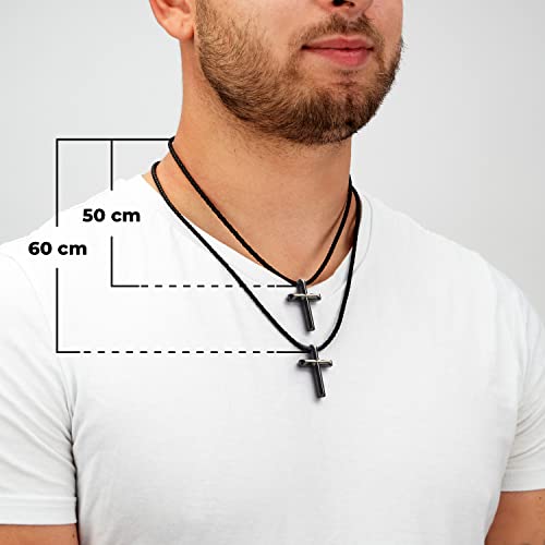 SERASAR Premium Leather Necklace Men | Stainless Steel Pendant | Secure Clasp | Three Colors | Jewelry Box Included4