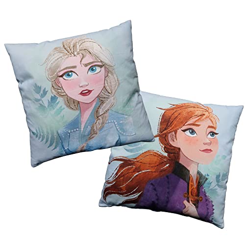Disney Frozen 2 Sisters Coussin Double Face 40x40 cm | Enveloppe 100% Coton | Garnissage 100%...