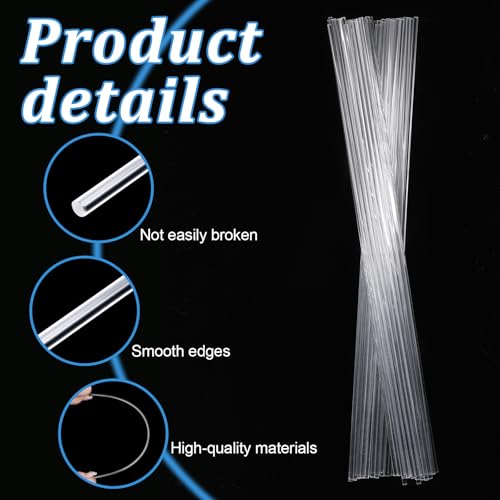 Image of 50pcs Clear Acrylic Rods, 3mm Diameter Transparent Round Plastic Sticks Strip, 1 /8 x 12in Acrylic Round Plastic Rods for DIY Crafts Party Decorations Gardening and Lighting