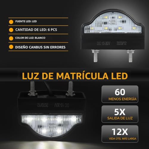 Luces LED para matrícula AOHEWEI impermeables que evitan multas en remolques y camión 2