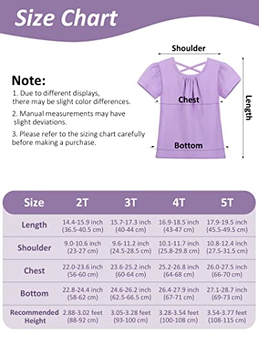 Poroka 4 Pack Toddler Girls' Cotton Short-Sleeve T-Shirt Puff Sleeve Tee Tops Toddlers Solid Crew Neck T-Shirt For Kids #TOP1