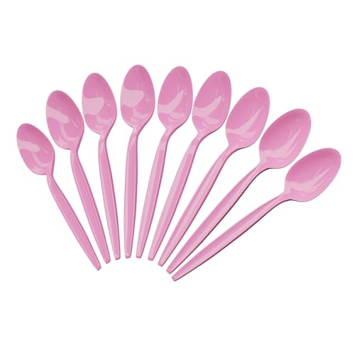 Light Pink Plastic Spoons (24 Pack) - Light Pink Spoons for Parties Durable Plasticware Colored Plastic Spoons Plastic Utensils Disposable Cutlery for Occasions Party Plastic Spoon